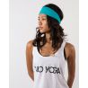  	VIO YOGA TankTop Tencel Print weiß Graffiti Typo Siebdruck auf Wasserfarben Basis nach GOTS Haarband