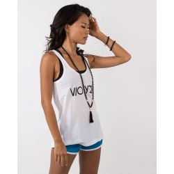  	VIO YOGA TankTop Tencel Print weiß Graffiti Typo Siebdruck auf Wasserfarben Basis nach GOTS