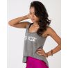 VIO YOGA TankTop Tencel Print grau Typo Siebdruck auf Wasserfarben Basis nach GOTS