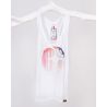 VIO YOGA TankTop Tencel Print weiß Graffiti colour Siebdruck auf Wasserfarben Basis Vorderseite