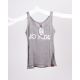 VIO YOGA TankTop Tencel Print grau Typo Siebdruck auf Wasserfarben Basis nach GOTS Vorderseite