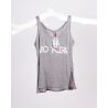 VIO YOGA TankTop Tencel Print grau Typo Siebdruck auf Wasserfarben Basis nach GOTS Vorderseite