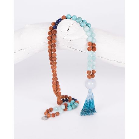 Rudraksha Kette Mala blue sea